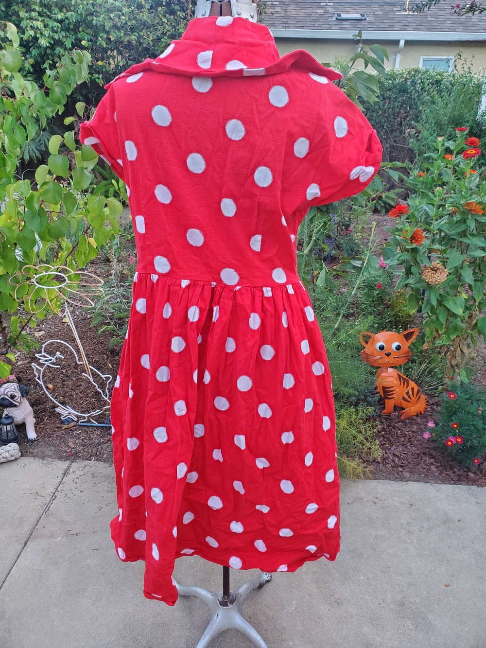 Collectif Polka Dot Midi Dress in Red & White Size XL (UK 16) - Picture 3 of 9